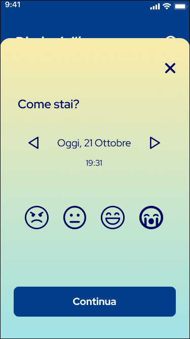 Schermata diario dell'umore di Medi